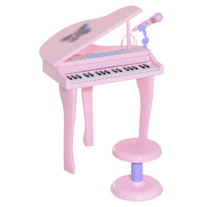 English Elm Qaba 37-Key Kids Piano Toy with Mic, Stool, LED Learn Mode, 22 Songs, MP3/USB, Record/Playback W2225P249793