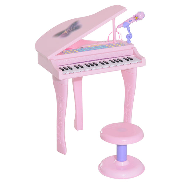 English Elm Qaba 37-Key Kids Piano Toy with Mic, Stool, LED Learn Mode, 22 Songs, MP3/USB, Record/Playback W2225P249793