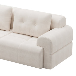 English Elm Modular Sectional Sofa with Chaise Full Foam Build Woven Fabric for Living Room Beige White W2379S00005