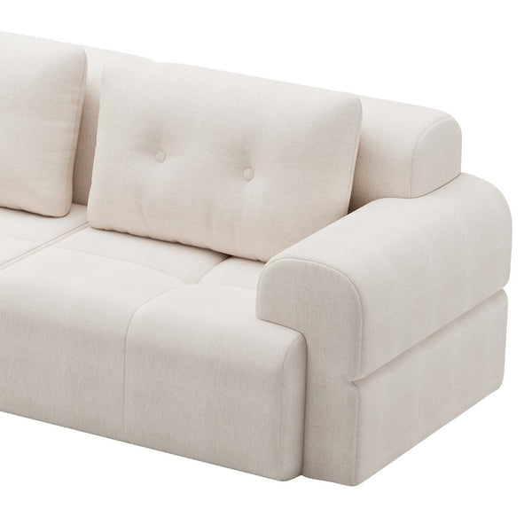 English Elm Modular Sectional Sofa with Chaise Full Foam Build Woven Fabric for Living Room Beige White W2379S00005