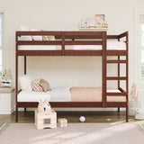 Simple Solid Wood Twin Over Twin Bunk Bed Espresso SOPB3HESWS Walker Edison