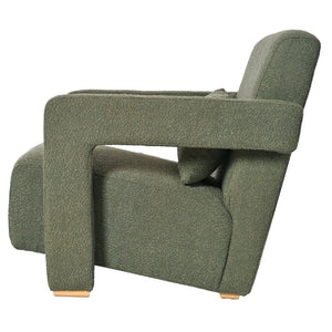 English Elm Mirod Architectural Accent Chair with Lumbar Support and Square Wood Block Legs N760P193221C