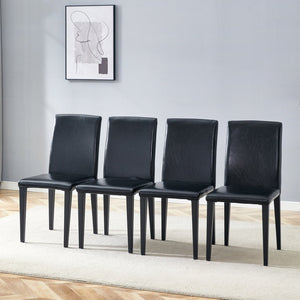 English Elm Four Black Pu Leather Dining Chairs with Steel Legs for Modern Industrial Kitchens W1151P372918