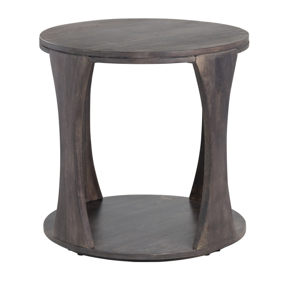 Crestview Collection Transitional End Table With Solid Mango Wood, Curved Legs, And Stylish Open Shelf For Modern Living Brown Solid Wood Cvfnr4268