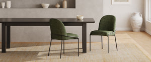 English Elm Modern Curved High Back Dining Chairs with Bronze Iron Frame Linen Upholstery Set of 2 N762P288935F