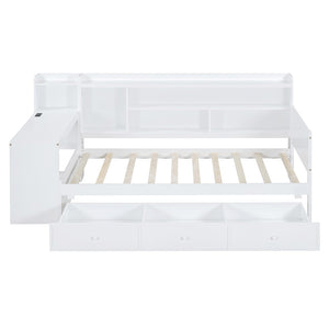 English Elm Twin Size Daybed With Integrated Desk, Usb Ports & 3 Large Drawers For Smart Storage & Style N820S00017K-GIGA