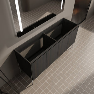 English Elm 60" Modern Freestanding Bathroom Vanity Cabinet with Soft-Close Doors, Ample Storage, KD Package Excluding Sink W1972P243180