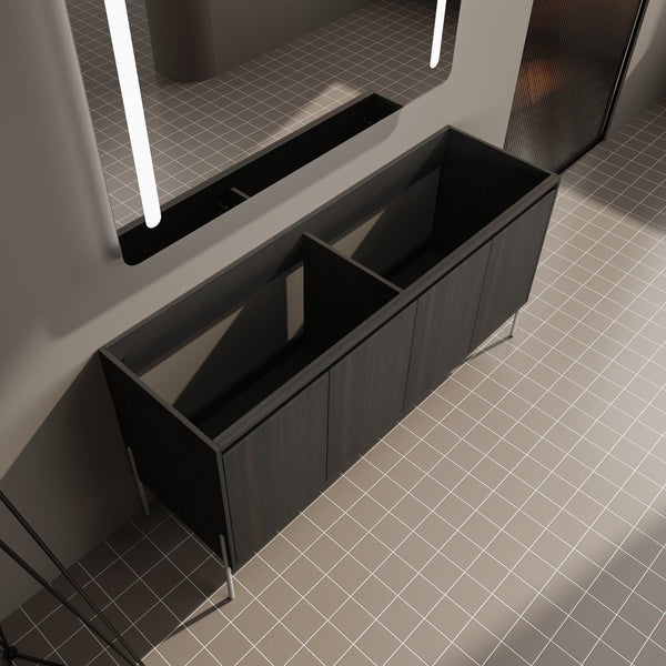 English Elm 60" Modern Freestanding Bathroom Vanity Cabinet with Soft-Close Doors, Ample Storage, KD Package Excluding Sink W1972P243180