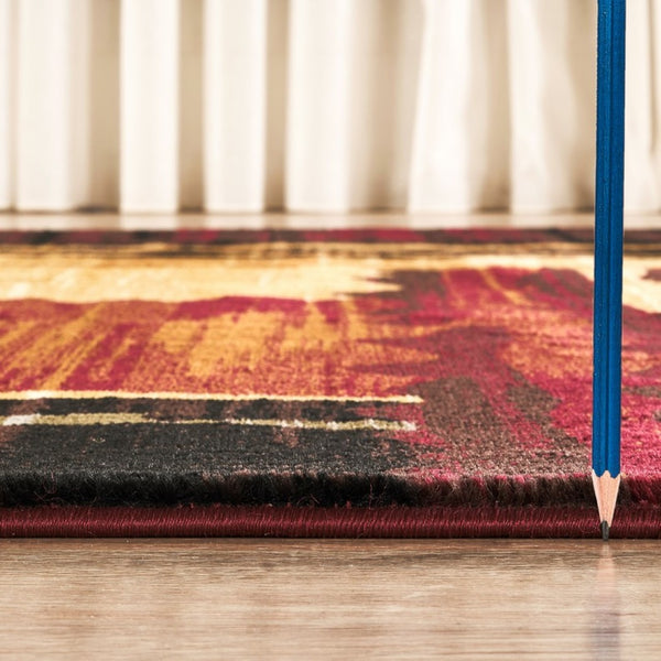English Elm Joy Abstract Geometric Stripe Area Rug Bold Multi-color Low Pile Living Room Floor B186P452311