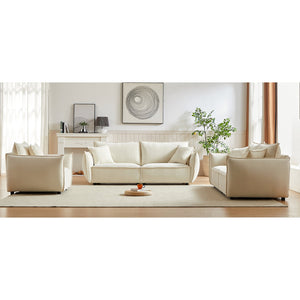 English Elm 3-Seater Combo Sofa Set - Modern Linen Fabric With 5 Pillows, Sturdy Frame, Perfect For Living Rooms W1193S00114