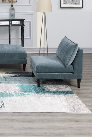 English Elm Gorgeous 6pc Modular Sectional Set — Versatile 4 Armless Chairs & 2 Ottomans, Plush Morgan Fabric Mineral B011S01580