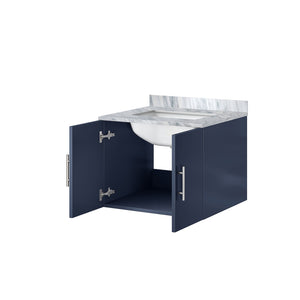 English Elm Navy Bathroom Vanity 24" W X 22" D With Elegant Carrara Marble Top For Small Spaces & Storage B2731P258560