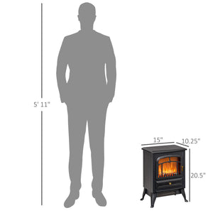 English Elm Homcom 21" Freestanding Electric Fireplace Heater With Realistic Led Flames & Safety Features, Black W2225P249843