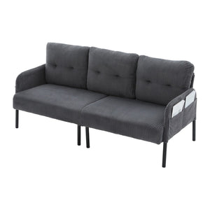 English Elm United We Win Corduroy Loveseat Plush Ergonomic Sofa with Spring Support Metal Legs Carbon Gray W1568P410050