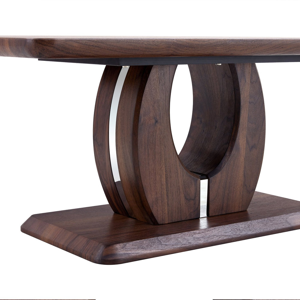 English Elm Modern Walnut MDF Rectangular Coffee Table with Dark Brown Grain Sticker, Silver Trim, Ergonomic Height W1151P230544