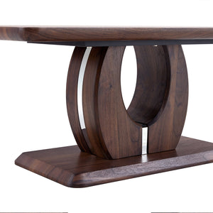 English Elm Modern Walnut MDF Rectangular Coffee Table with Dark Brown Grain Sticker, Silver Trim, Ergonomic Height W1151P230544