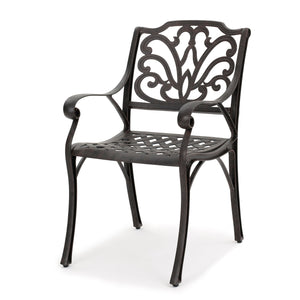 English Elm Christopher Knight Home® - Cast Aluminum Curvy Outdoor Dining Chairs Set of 2 in Dark Bronze with Scrollwork Medallion Backs, Weather-Resistant Elegance 59157.00