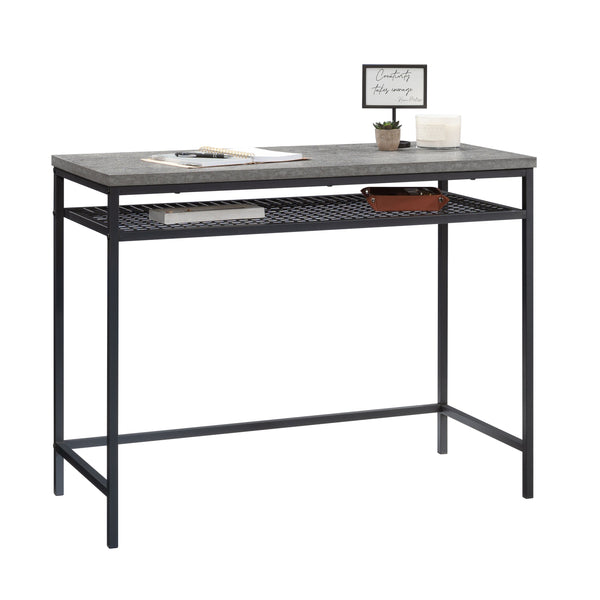 English Elm Writing Desk with 1" Thick Top and Lower Shelf, Gray Engineered Wood, Metal Frame, 40x18 Surface B356P367967