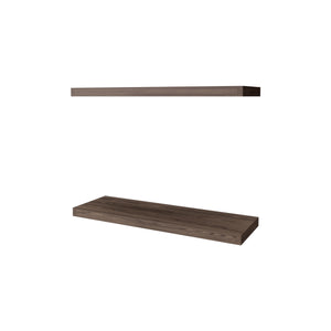 English Elm Iva Melamine Floating Shelf Set of 2 Cognac – 31.5" Recessed Wall Shelves, Sleek Display & Storage Solution B128P237161
