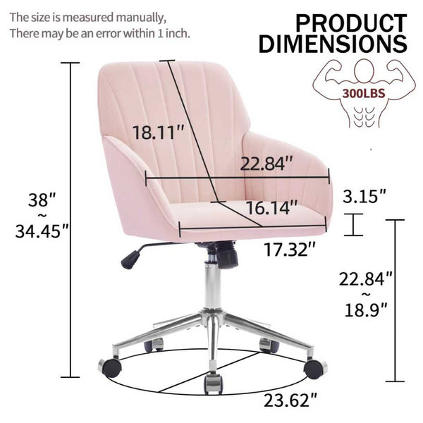 English Elm Ty Velvet Swivel Chair – Ergonomic Office Seating With Plush Memory Foam, Stylish Baby-Pink Design W2311P295812-GIGA