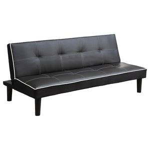 English Elm Cranston Black Armless Sofa Bed with Contrast Piping, Tufted Faux Leather, Space-Saving Modern Guest Seating B062P357831