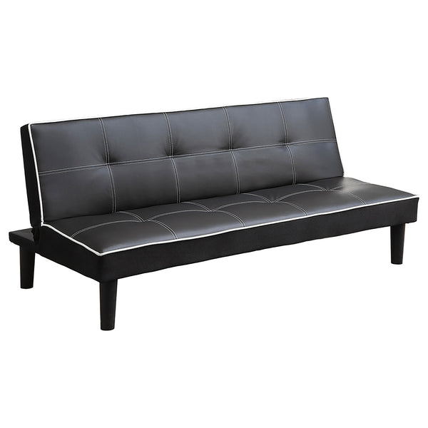 English Elm Cranston Black Armless Sofa Bed with Contrast Piping, Tufted Faux Leather, Space-Saving Modern Guest Seating B062P357831
