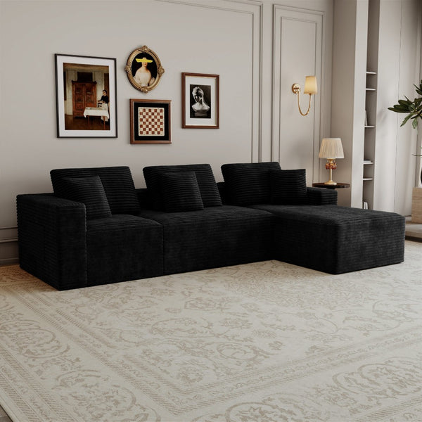English Elm 118.1*68.9"modular Sectional Cloud Couch Five Piece Corduroy Upholstered Living Room Sofa W3819S00155