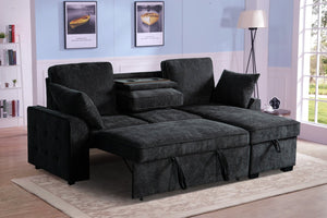 English Elm Multi Functional Sectional Sofa with Plush Seating Adjustable Backrests and Hidden Storage Dark Grey B2730S00061