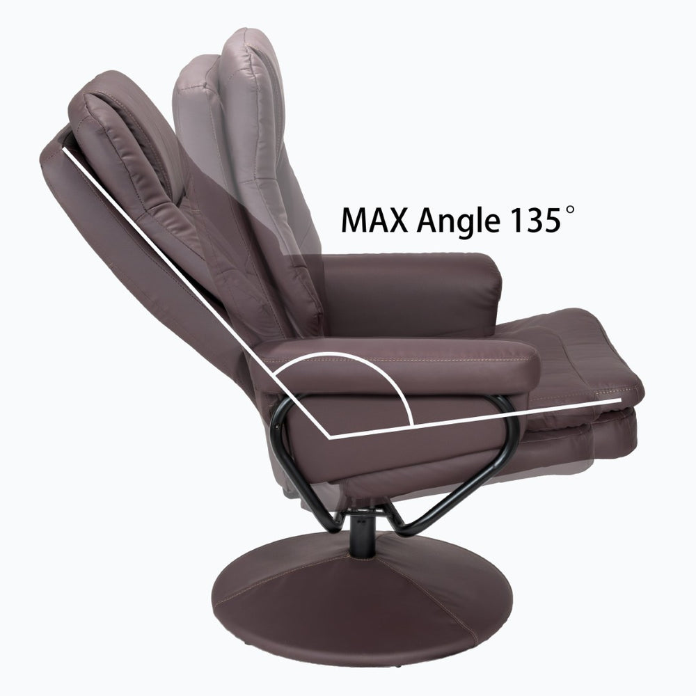 English Elm Swivel Faux Leather Manual Recliner with Ottoman Ergonomic Lounge Chair for Living Room W1622P460958