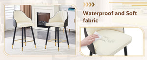 English Elm Set of 2 Pu Leather Barstools with Gold Footrest Curved Back for Kitchen Island Dark Gray,White+Black W1151P383772