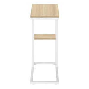 English Elm Accent Table, C-Shaped Modern Design For Living Room & Bedroom - Space-Saving Snack & Laptop Stand B2710P219403