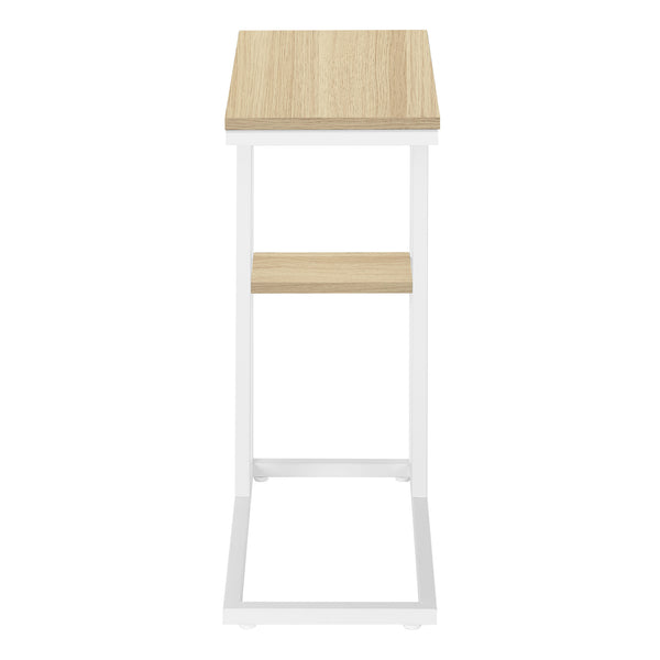 English Elm Accent Table, C-Shaped Modern Design For Living Room & Bedroom - Space-Saving Snack & Laptop Stand B2710P219403