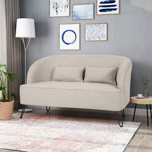 Christopher Knight Home® - Noble House - Nilton Modern Fabric Loveseat with Hairpin Legs