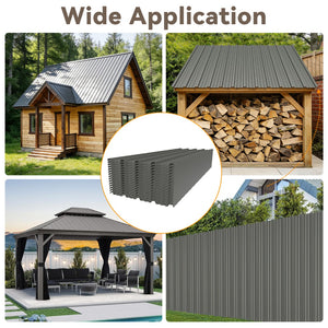 English Elm 10 Galvanized Steel Corrugated Roof Panels Weatherproof Pergola Shed Patio Cover W3213P431207
