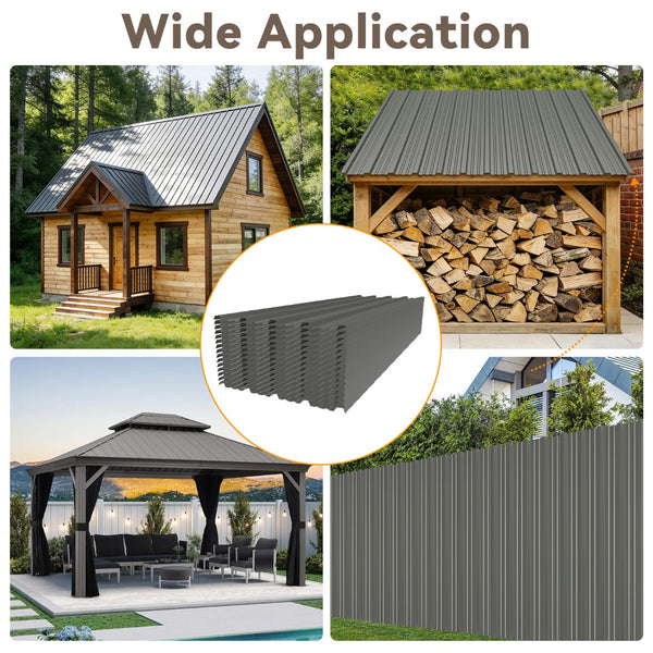 English Elm 10 Galvanized Steel Corrugated Roof Panels Weatherproof Pergola Shed Patio Cover W3213P431207