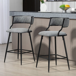 English Elm 26'' Modern Counter Height Bar Stools With Pu Upholstery & Sturdy Black Steel Frame For Kitchen Use W2215P196281