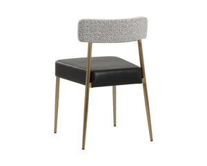 Sunpan ASHWIN Stackable Dining Chair - Modern Bravo Black Faux Leather & Helios Check Black Design 112178
