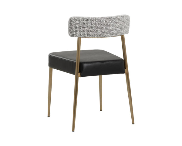 Sunpan ASHWIN Stackable Dining Chair - Modern Bravo Black Faux Leather & Helios Check Black Design 112178