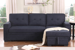 English Elm Jardin Woven Beige Sectional Sleeper Sofa with Reversible Storage Chaise for Living Rooms B2749S00246