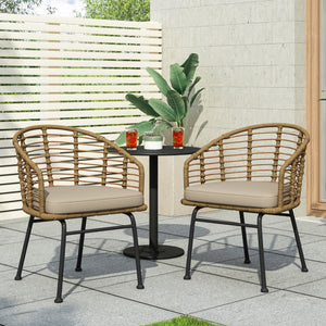 English Elm Christopher Knight Home® - RANDY Wicker Tub Chair Brown/Beige – Modern Polyethylene Rattan, Water‑Resistant Cushion, Compact уют 70834.00LBRN
