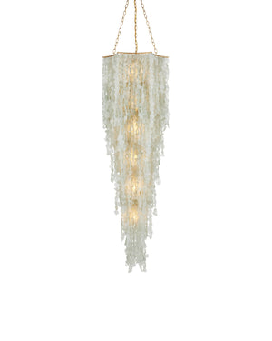 Currey & Company Verre De Mer Small Chandelier - Ocean-inspired Glass Lighting Fixture With Adjustable Height & Glow Gold Glass ,Wrought Iron 9000-1319-currey-company