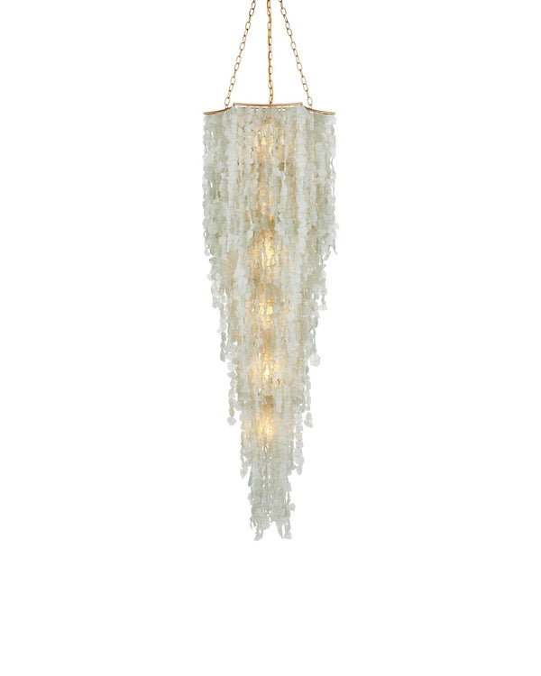 Currey & Company Verre De Mer Small Chandelier - Ocean-inspired Glass Lighting Fixture With Adjustable Height & Glow Gold Glass ,Wrought Iron 9000-1319-currey-company