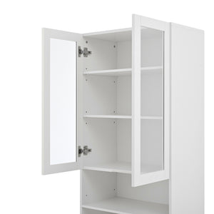 English Elm Versatile Makeup Vanity Desk with Mirror, Built-In Charging Station, 8 Hidden Storage Spaces, White N733S291664K