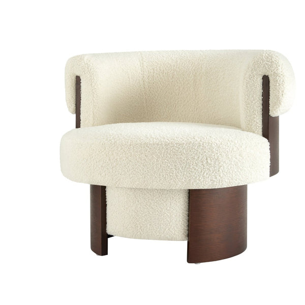 English Elm Modern Sculptural Barrel Swivel Chair Set of 2 with Bentwood Back for Living Room Beige N760S0000060A