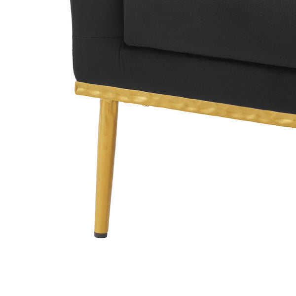 English Elm Modern Velvet Accent Chair Curved Arms Plush Cushion Upholstered Seat for Living Room Black N763P360686B