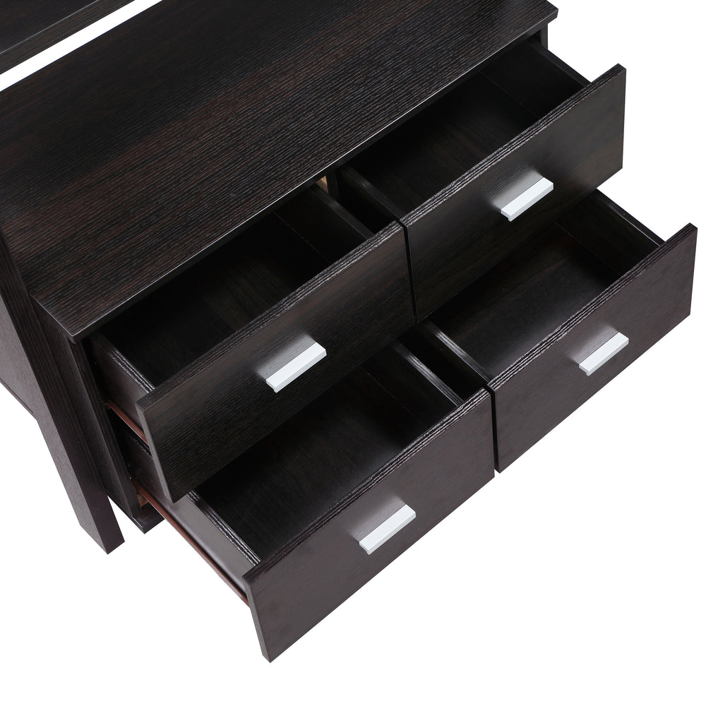 English Elm Shasta Cappuccino 5-Shelf Ladder Bookshelf with 4 Drawers, Space-Saving 72" Organizer in Warm Brown B062P328698