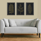 Martha Stewart N/A MT Lily Pond Gold Metallic Leaf Panel Framed Graphic Wall Decor 3-Piece Set MT95G-0081 Black/Gold