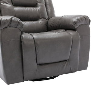 English Elm 360°Swivel Plush PU Recliner Chair with Wide Armrests, 350lb Capacity, Infinite Manual Recline Comfort Grey WF323618AAE