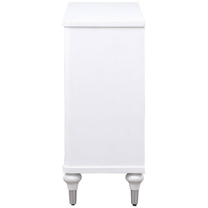 English Elm Angus White 2-Door Mandala Accent Cabinet with Carved Floral Medallions, Adjustable Shelf, Push-Open Elegance B062P299809