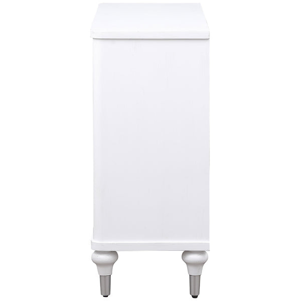 English Elm Angus White 2-Door Mandala Accent Cabinet with Carved Floral Medallions, Adjustable Shelf, Push-Open Elegance B062P299809